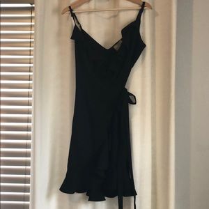 Black ruffle wrap dress